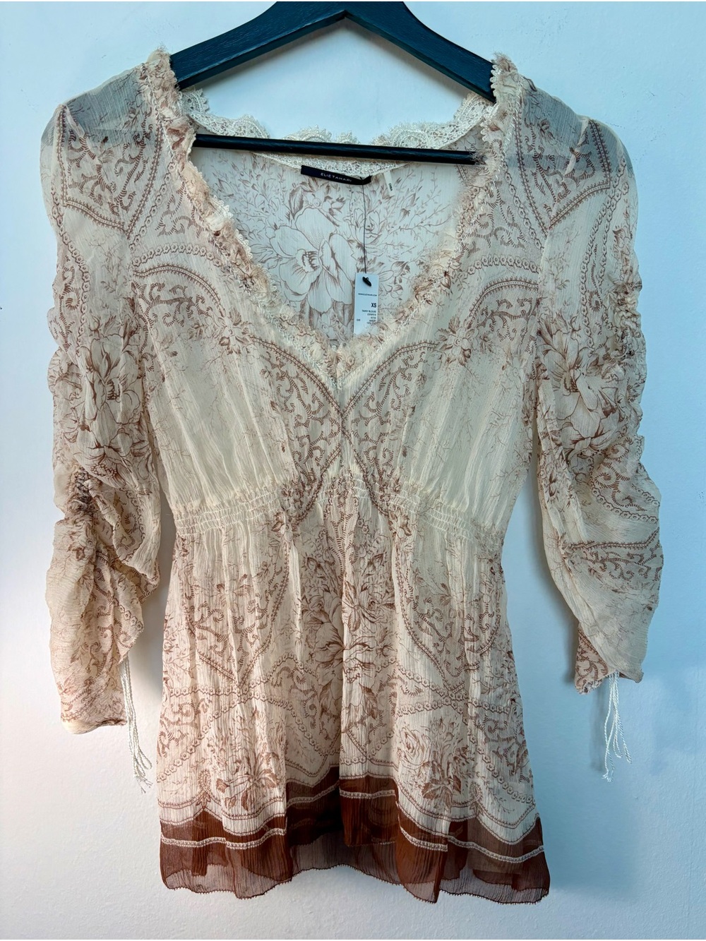New with tags Elie Tahari 💯 Silk Amber Tawney Blouse Size XS Sku#175